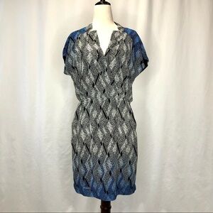 Forever 21 chiffon shift dress ombre abstract elastic waist pockets S